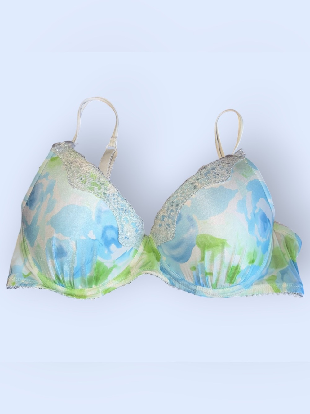 Smart & Sexy Blue and Green Floral Lace Padded Bra - 38C